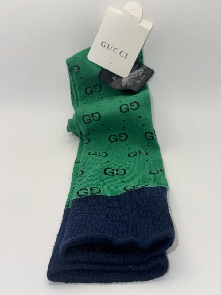 Meias longas unissex Gucci GG verde/marinho - Imagem 2 de 3