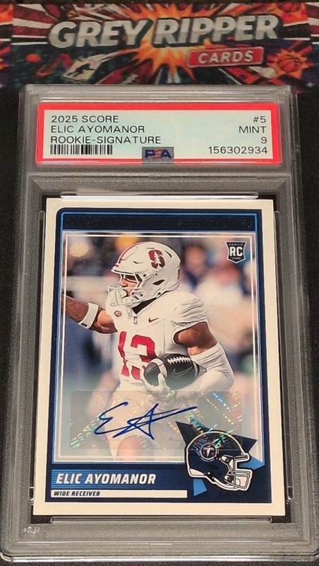 PSA 9 LOW POP 2025 Score Rookie Elic Ayomanor #5 Signatures AU RC Titans