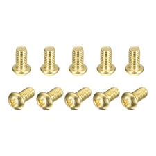 Brass Machine Screws, M6x10mm Phillips Pan Head Fastener Bolts 20Pcs