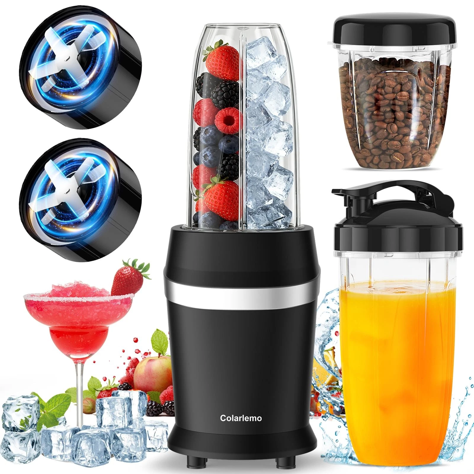 12-Piece Smoothie Blender Maker 25,000 RPM Personal Blender for Ice Crushing ...