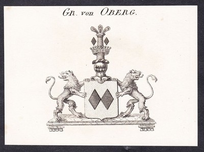Oberg Wappen coat of armes Kupferstich Genealogie Heraldik heraldry 1820 206008