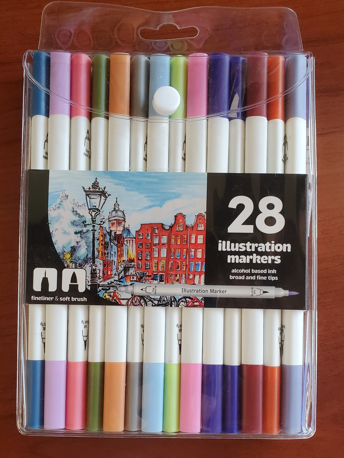 28 Illustration Markers, Fineliner & Brush Tip, Alcohol Base
