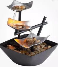 Homedics Indoor Tabletop Fountain, EnviraScape Silver Springs, Zen Relax -NEW