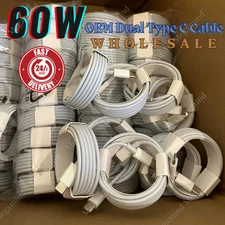 60W USB-C to USB-C Cable Fast Charger Lot PD Cord For iPhone 17 16e 15 Samsung