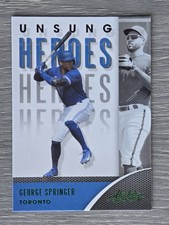 GEORGE SPRINGER GREEN PARALLEL UNSUNG HEROES 2021 ABSOLUTE BLUE JAYS