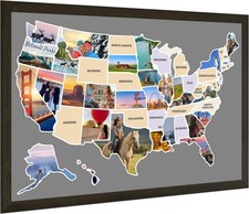 USA Photo Map 24x36 50 States Travel Map US Wall Decor Couples Gift Unframed