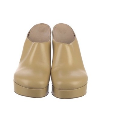Loewe Olive-Tan Leather PlatformMule Clogs