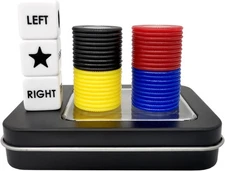 Ahoper Left Right Center Dice Game Prime Set with 3 Dices + 40 4 Mixed Colors 
