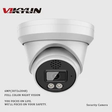 VIKYLIN 6MP 24H Full Color Night Vision Security Turret IP Camera Built-in Mic