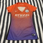 Euc woman Nike dri fit Manchester City Etihad Airways Soccer Jersey Purple Sz Xs