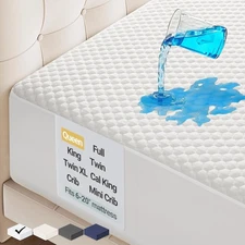 OhGeni 100% Waterproof Mattress Protector, Queen Size Queen, White 