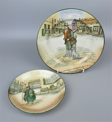 Royal Doulton Dickens Ware Bill Sykes Teller 7,5'' & Tony Weller Untertasse. Vintage.