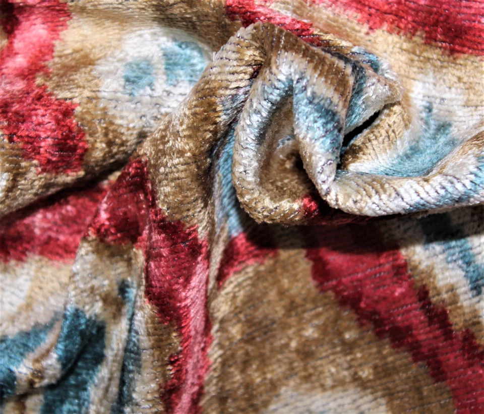 Calicomfy Hecho a Mano Lujo 100% Terciopelo Seda Decorativo Diseño IKAT + Inserto Foto 3 de 4