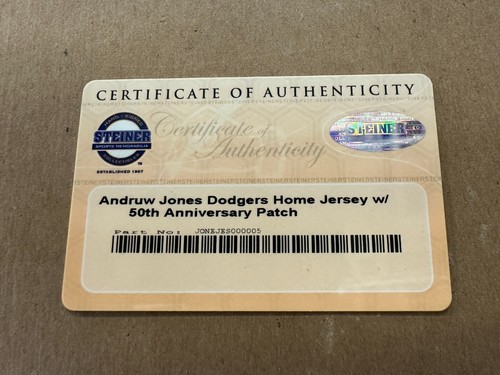 Andruw Jones Signed LA Dodgers Home Jersey 50th Anniversary Patch Steiner COA - Picture 4 of 8