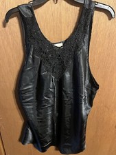 Vintage Cinema Etoile Womens Size Large Black Short Nightgown with Lace Top