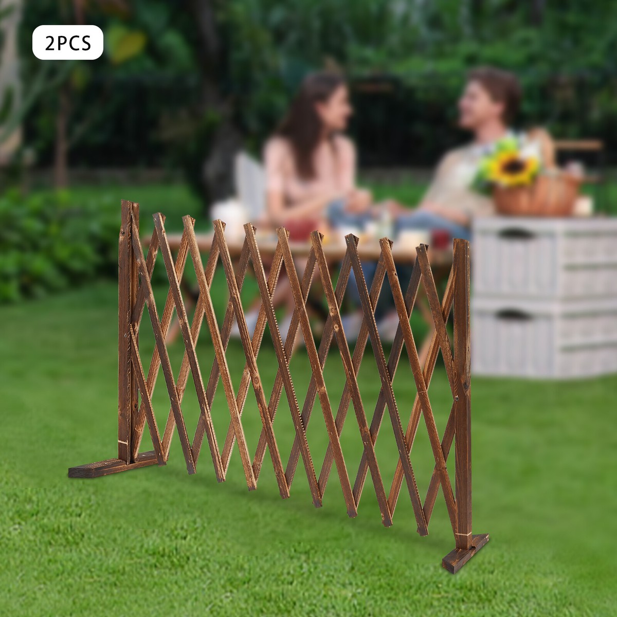 2 Pack Expandable Freestanding Wood Garden Trellis Fence Plant Screen  Lattices | eBay