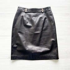 Vintage Celine 100 Lamb Skin Leather Black Pencil Skirt Size FR 38 / US Small
