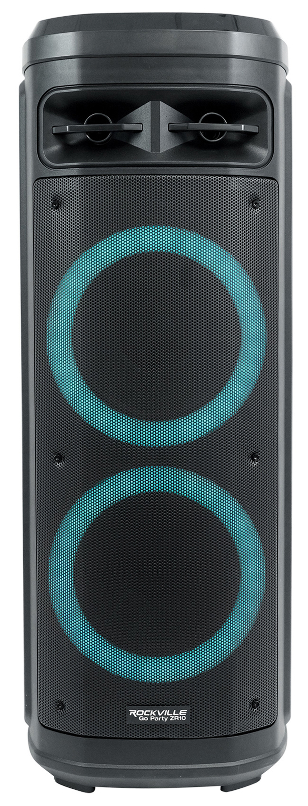 Rockville Go Party ZR10 Dual 10" Portable Wireless LED Bluetooth Speaker+UHF Mic