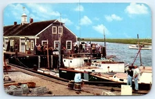 Postcard MA 1956 Typical Cape Cod Harbor Scene Vintage Photo Boats Harbor C2