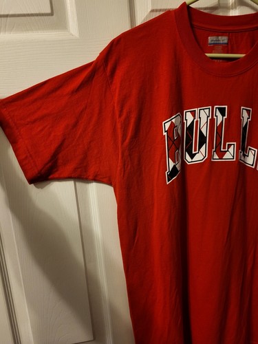 NBA Reebok Chicago Bulls SPELLOUT Red Basketball Streetwear Medium T-Shirt - Picture 4 of 10