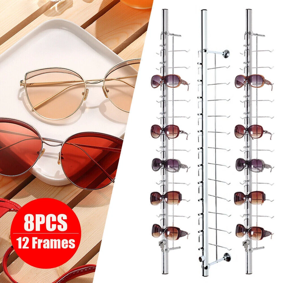 8 Pieces Eyeglasses Display Rod Sunglasses Wall-Mount Display Store Holder 1.1m - Image 4 of 4
