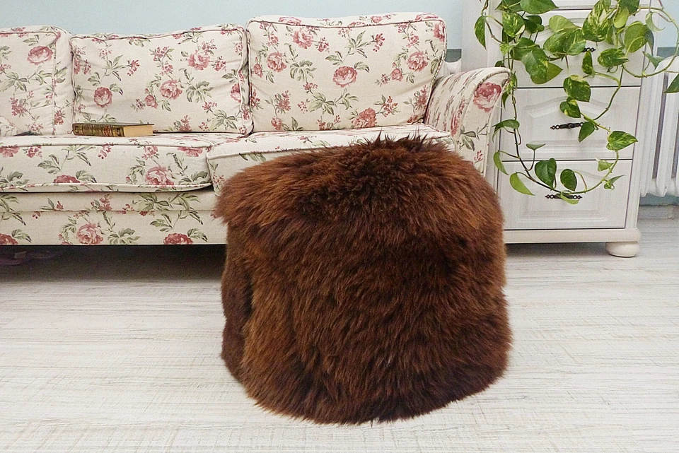 Genuine Sheepskin Footstool Home Office Comfort Furry Ottoman New House Gift She - Image 4 of 4