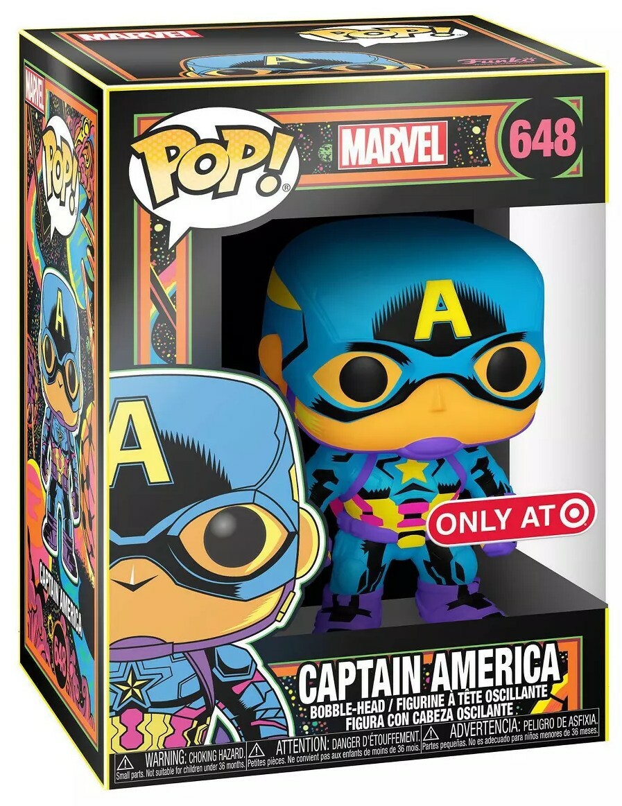 キャプテンマーベル　funko POP Funko POP! Marvel Black Light Captain America 648 (Target