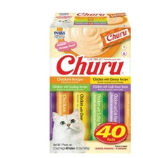 Inaba Churu Creamy, Lickable Wet Cat Treats, 0.5 oz, 40 Tubes, Chicken Variety
