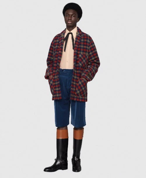 GIACCA UNISEX ORIGINALE GUCCI LANA A SCACCHI CON ETICHETTA GUCCI 48 NUOVA