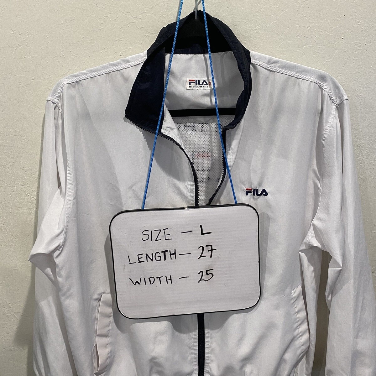 FILA ホワイトジャケット Mサイズ Vintage Fila Biella Italia White Windbreaker Jacket Size