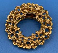 vintage SCARF SLIDE Clip Western Germany goldtone wreath shape baroque style