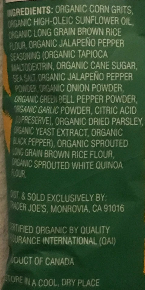 2 Bags of Organic Jalapeno Seasoned Corn & Rice Puffs 4.9oz Limited Trader Joe's - Image 3 of 4