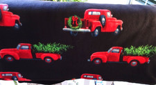 NEW FLEECE BLANKET-56" X 48"-RED FARM TRUCK-TWO LAYERS-REVERSIBLE-SEWN EDGES