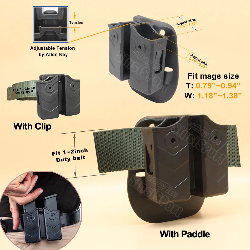 G2 G3 Magazine Holster For Taurus G2C G3C Beretta 92FS S&W MP9 Sig P250 Glock 27 - Image 3 of 4