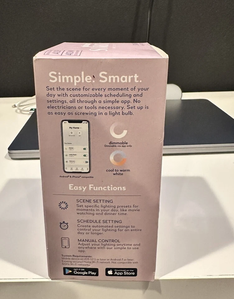 Bulbrite Solana 290111 SMART LED Bulb 40 Watt Equivalent: New, Open Box - Image 2 of 3