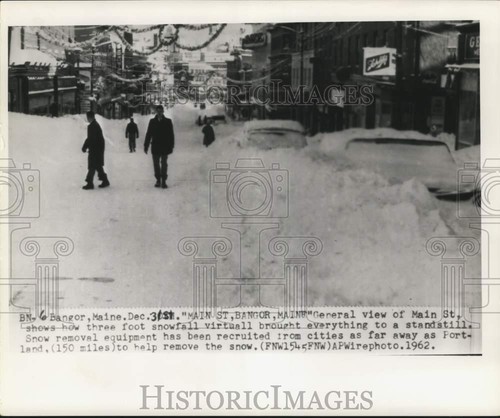 1962 Press Photo General view of Main Street, Bangor, Maine after snowstorm - 第 1/2 張圖片