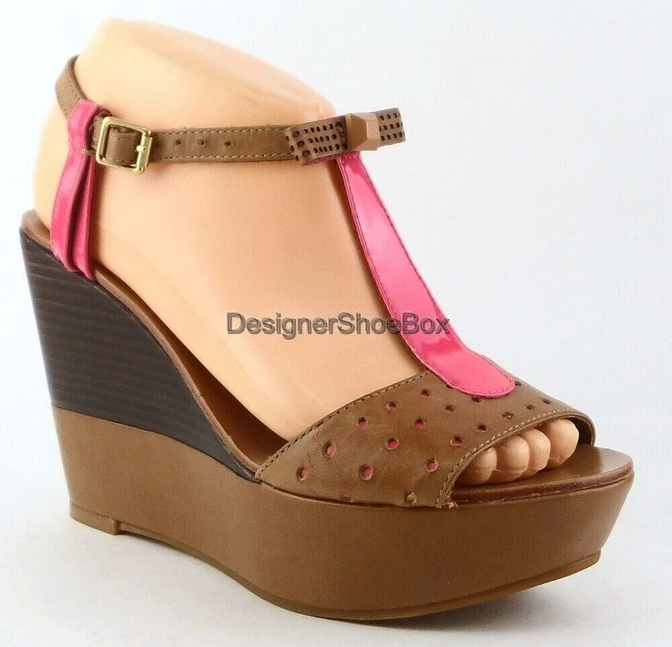 $250 JUICY COUTURE KATI Caramelo Rosa Charol Diseñador Plataforma Cuñas 10 Foto 2 de 4