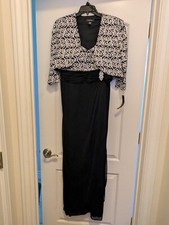 R M Richards Formal Dress Wedding Mother Of The Bride Black Sequined Full...