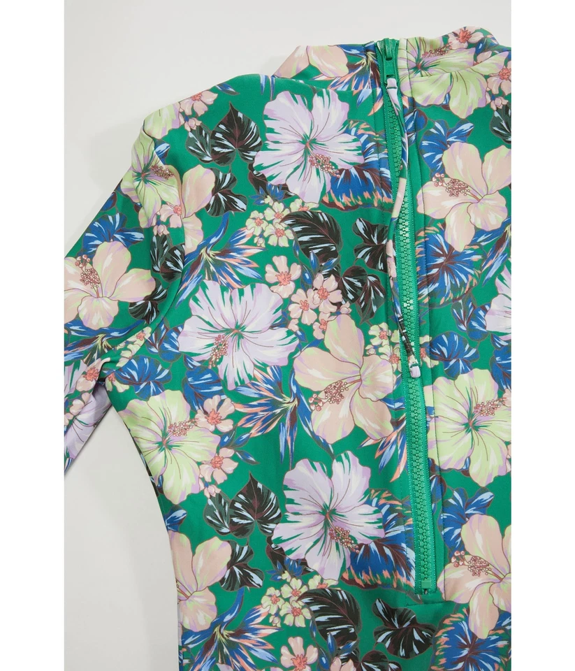 Completo de natación floral Bellamy para niñas, jade, 4 Foto 2 de 2