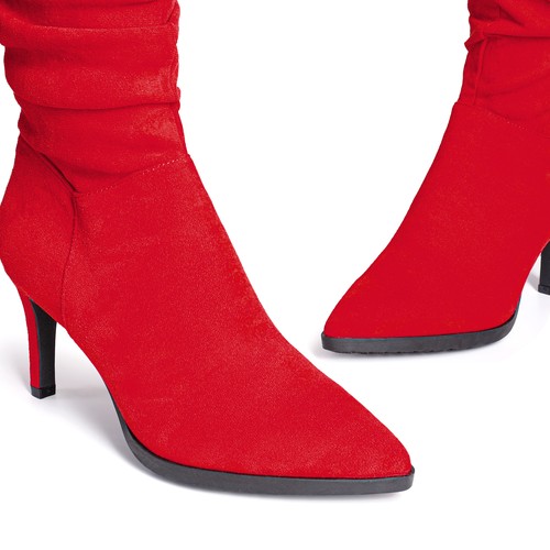 Women Classic Slouchy Boots Pointed Toe Stilettos High Heel Mid Calf Boots - Picture 16 of 18