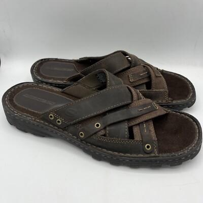 Vintage Skechers Y2K Leather Slide Sandals Brown Men’s 13 Chunky Comfort Vintage Skechers Y2K Chunky Slip On Brown Leather Slide  main image 4