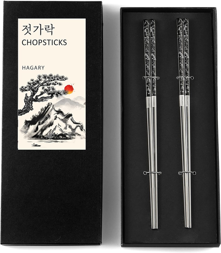 Mountain Black Chopsticks Metal Chopsticks Reusable Korea Japanese 2 Pairs - 第 9/12 張圖片