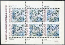 Portogallo 1563a foglio,MNH.Michel 1592 klb. Piastrella-1983. Scena di caccia. Cani, cavallo.