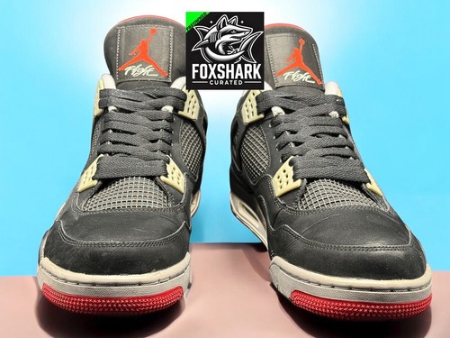 Size 13M 2012 Air Jordan 4 Retro Black Cement Bred 308497-089 Preowned - Picture 3 of 17