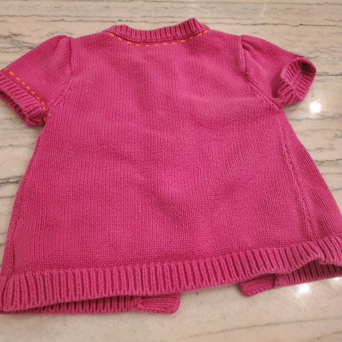 Jillian's Closet Girls Pink Flower Appliqué Short Sleeve Cardigan Sweater Size 4 - Picture 5 of 6