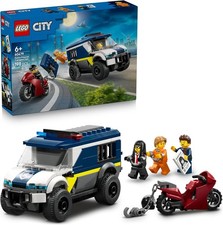 LEGO City Police Prisoner Transport Van Toy - Model Truck Kit w/Motorbike, 3 Min