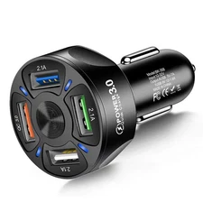 4 Port USB Fast Car Charger Adapter Charge for iPhone Samsung Android Cell Phone