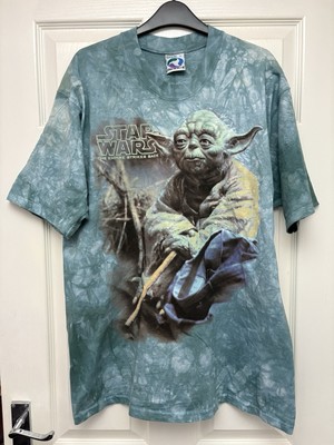 Vintage 1997 Star Wars Empire Strikes Back Liquid Blue Yoda T-Shirt Large L