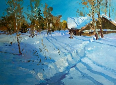 Oil Painting After The Night Snowfall Y. Suprunchuk Unframed Original nAAA4207