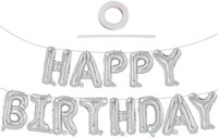 Happy Birthday Ballon Banner 16 Zoll Silber Folie Luftballon Geburtstagsdeko